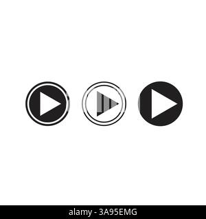 Play button flat vector icon isolated on a white background. Stock Vector