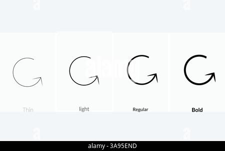 Rotate rectangle icon. Thin, Light Regular And Bold style design isolated Stock Vector