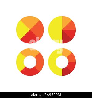 Pie chart icon set flat vector illustration. Stock Vector