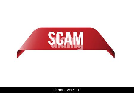 Red banner Scam on white background. Stock Vector