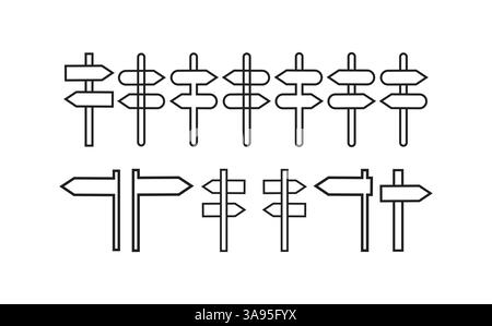 Signpost icons hand drawn black vector Stock Vector