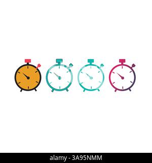 Flat Stopwatch icon Symbol Vector Illustration Stock Vector