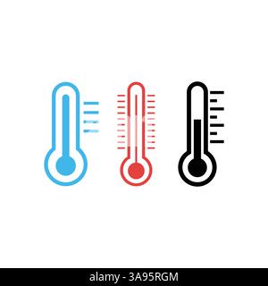 Temperature icon vector. line thermometer symbol. Stock Vector