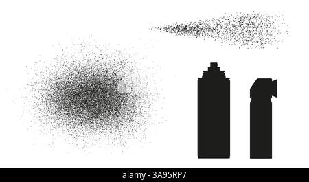 Spray splash and blot, graffiti bottle can. Flat vector illustration isolated on white Stock Vector