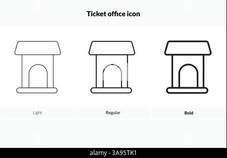 Ticket office icon. Light, Regular And Bold style design isolated on white background Stock Vector