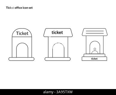 Ticket office icon set. style design isolated on white background Stock Vector