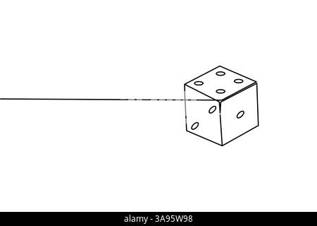Game dice continuous one line drawing simple outline vector icon Stock Vector