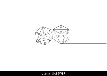 Game dice continuous one line drawing simple outline vector icon Stock Vector