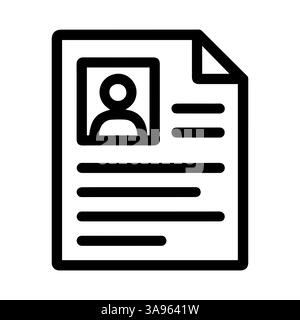 Resume icon depicting professional profile document, job application document symbol Stock Vector