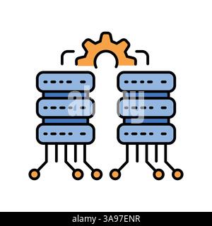 data integration line icon. Vector isolated element. Editable stroke. Stock Vector