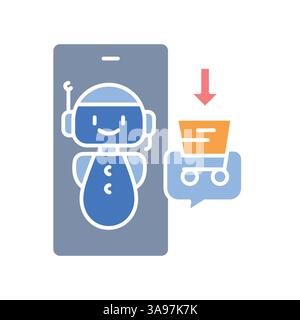 ai in e-commerce line icon. Vector isolated element. Editable stroke. Stock Vector