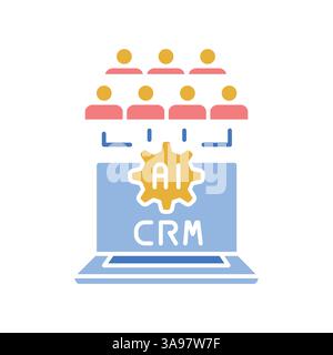 ai-driven crm line icon. Vector isolated element. Editable stroke. Stock Vector