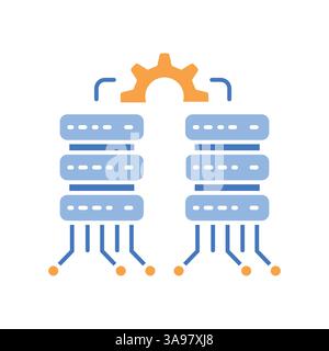 data integration line icon. Vector isolated element. Editable stroke. Stock Vector