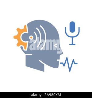 speech recognition line icon. Vector isolated element. Editable stroke. Stock Vector