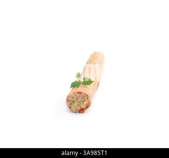Wafer  rolls with condensed milk isolated on white Stock Photo