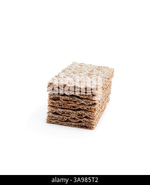 A pile  of rye crisps isolated on white background Stock Photo
