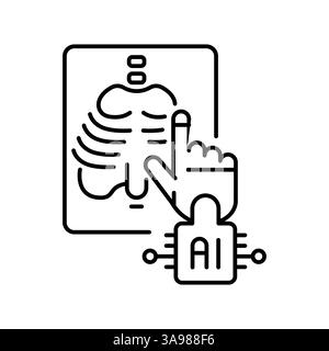 medical image analysis black line icon for digital and print projects.  Minimal clean icons for apps and websites. Modern simple icons for UI UX and b Stock Vector