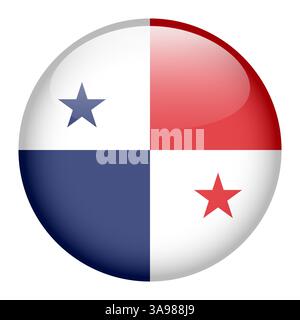 flag of Panama, button round glossy icon Stock Vector