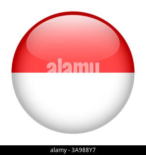 flag of Indonesia, button round glossy icon Stock Vector