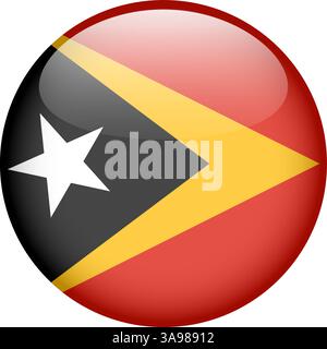 flag of East Timor, button round glossy icon Stock Vector