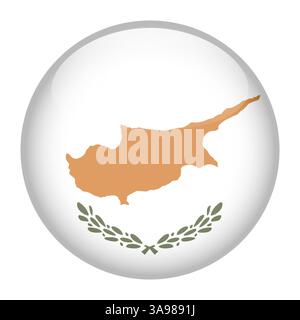 flag of Cyprus, button round glossy icon Stock Vector