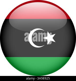 flag of Libya, button round glossy icon Stock Vector