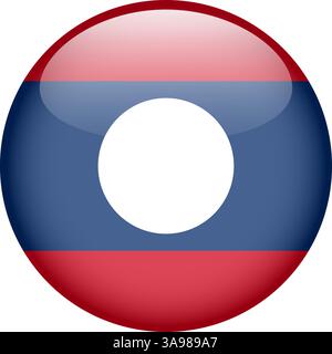 flag of Laos, button round glossy icon Stock Vector