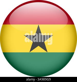 flag of Ghana, button round glossy icon Stock Vector