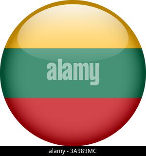 flag of Lithuania, button round glossy icon Stock Vector
