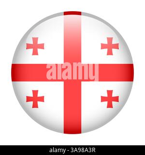 flag of Georgia, button round glossy icon Stock Vector