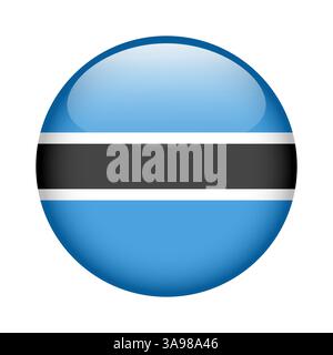 flag of Botswana, button round glossy icon Stock Vector