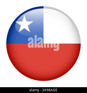 flag of Chile, button round glossy icon Stock Vector