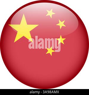 flag of China, button round glossy icon Stock Vector