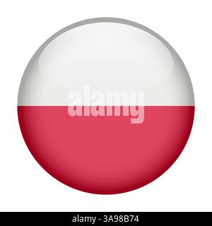 flag of Poland, button round glossy icon Stock Vector