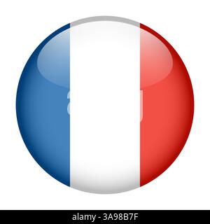 flag of France, button round glossy icon Stock Vector