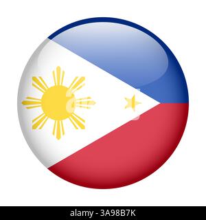 flag of Philippines, button round glossy icon Stock Vector