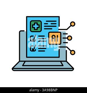 AI generation medical reports black line icon for digital and print projects.  Minimal clean icons for apps and websites. Modern simple icons for UI U Stock Vector