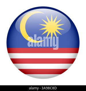 flag of Malaysia, button round glossy icon Stock Vector