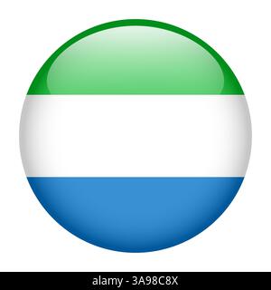 flag of Sierra Leone, button round glossy icon Stock Vector
