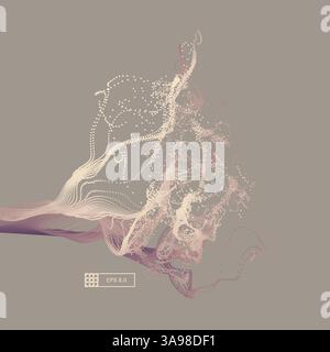 Array with Dynamic Emitted Particles. Water Splash Imitation. Abstract Background. Vector Illustration. Stock Vector