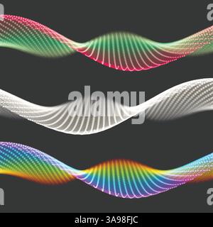 Wave with Connected Lines and Dots. Glowing Grid. Connection Structure. Wireframe Vector Illustration. Stock Vector