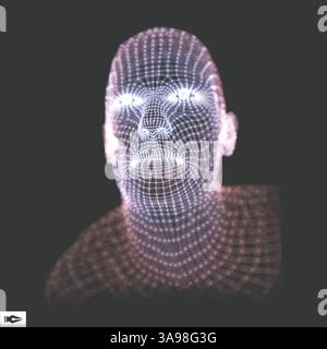 Head of the Person from a 3d Grid. 3D Geometric Face Design. Vector Illustration. Stock Vector