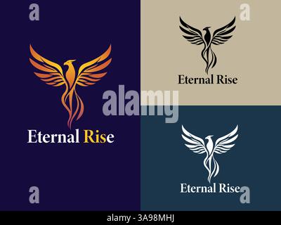 Rebirth & Glory Logo: A sleek and elegant phoenix-inspired design, representing transformation, resilience, and new beginnings. Stock Vector