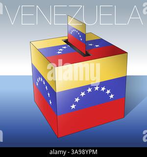 Venezuela elections, south america, ballot box with national flag, vector illustration Stock Vector