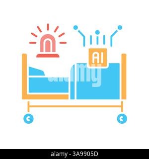 AI triage of patients black line icon for digital and print projects.  Minimal clean icons for apps and websites. Modern simple icons for UI UX and br Stock Vector