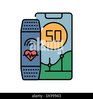fitness tracker black line icon for digital and print projects.  Minimal clean icons for apps and websites. Modern simple icons for UI UX and branding Stock Vector