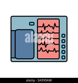 Portable electrocardiograph black line icon for digital and print projects.  Minimal clean icons for apps and websites. Modern simple icons for UI UX Stock Vector