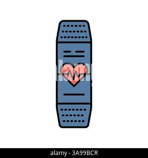 smart heart rate monitor black line icon for digital and print projects.  Minimal clean icons for apps and websites. Modern simple icons for UI UX and Stock Vector
