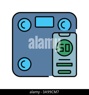 smart scales black line icon for digital and print projects.  Minimal clean icons for apps and websites. Modern simple icons for UI UX and branding Stock Vector
