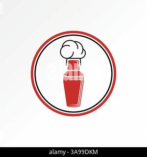 Logo design graphic concept creative premium vector stock image top sell cocktail shaker drink alcohol wine bartender food chef hat club kitchen menu Stock Vector